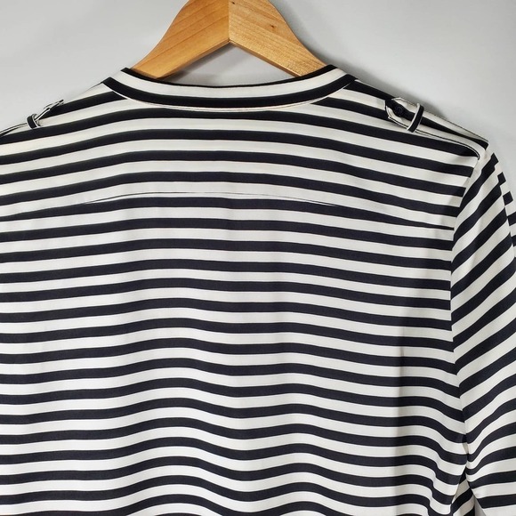 Calvin Klein Roll Tab Striped Long Sleeve Button Down Blouse Size Small - Picture 5 of 9